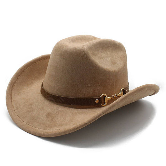 Vintage Cowboy Hat Felt Jazz Hat with Belt Decor_CWAH2509