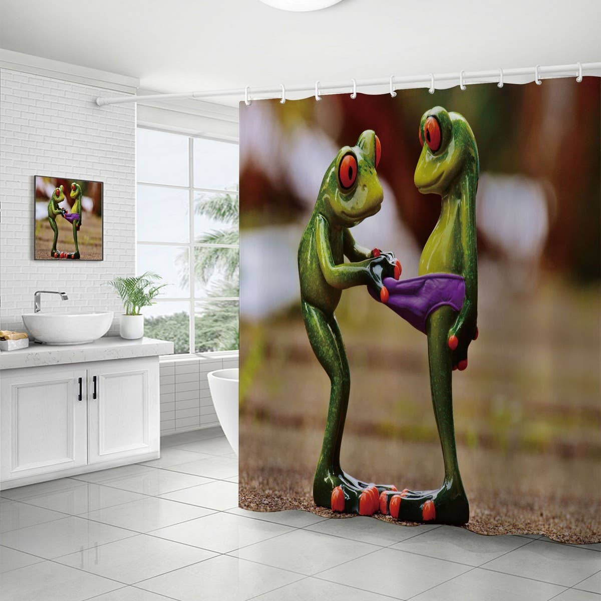 HOT SALE DIGITAL PRINTED FROG SHOWER CURTAIN