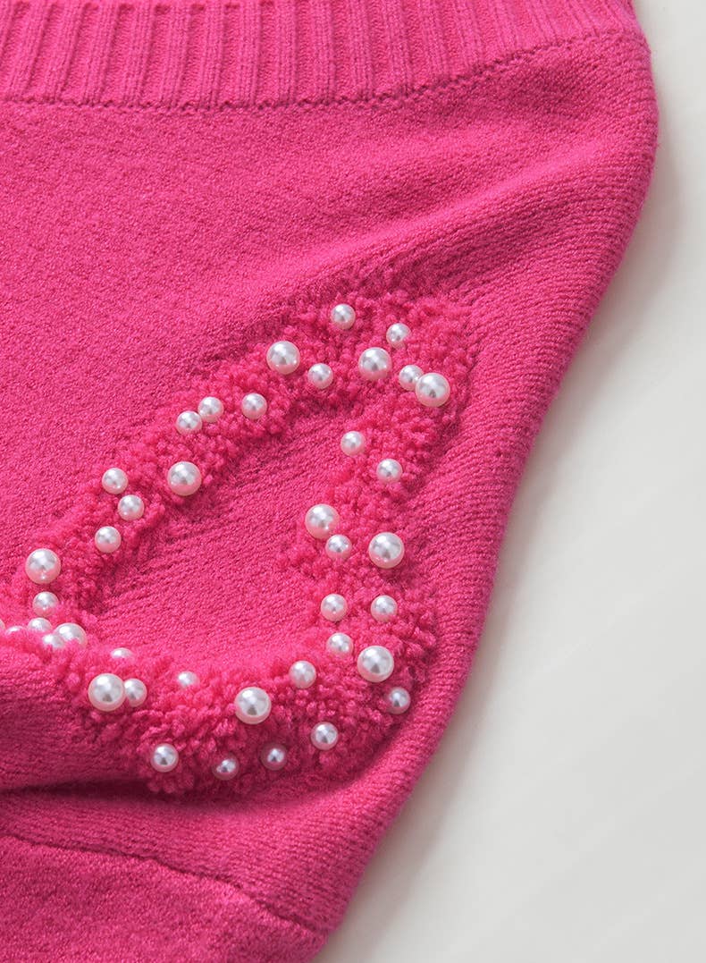 THREE-DIMENSIONAL PEARL PULLOVER SWEATER