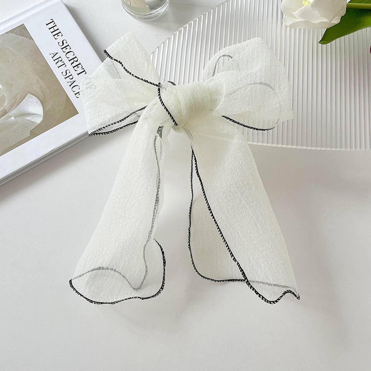 ORGANZA SOLID COLOR LONG SMALL SILK SCARF_CWASC0744