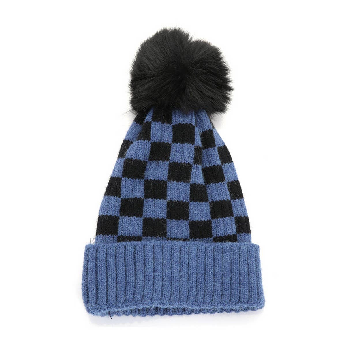 CHILDREN CHECKERBOARD PLAID KNIT HAT_CWAH0734