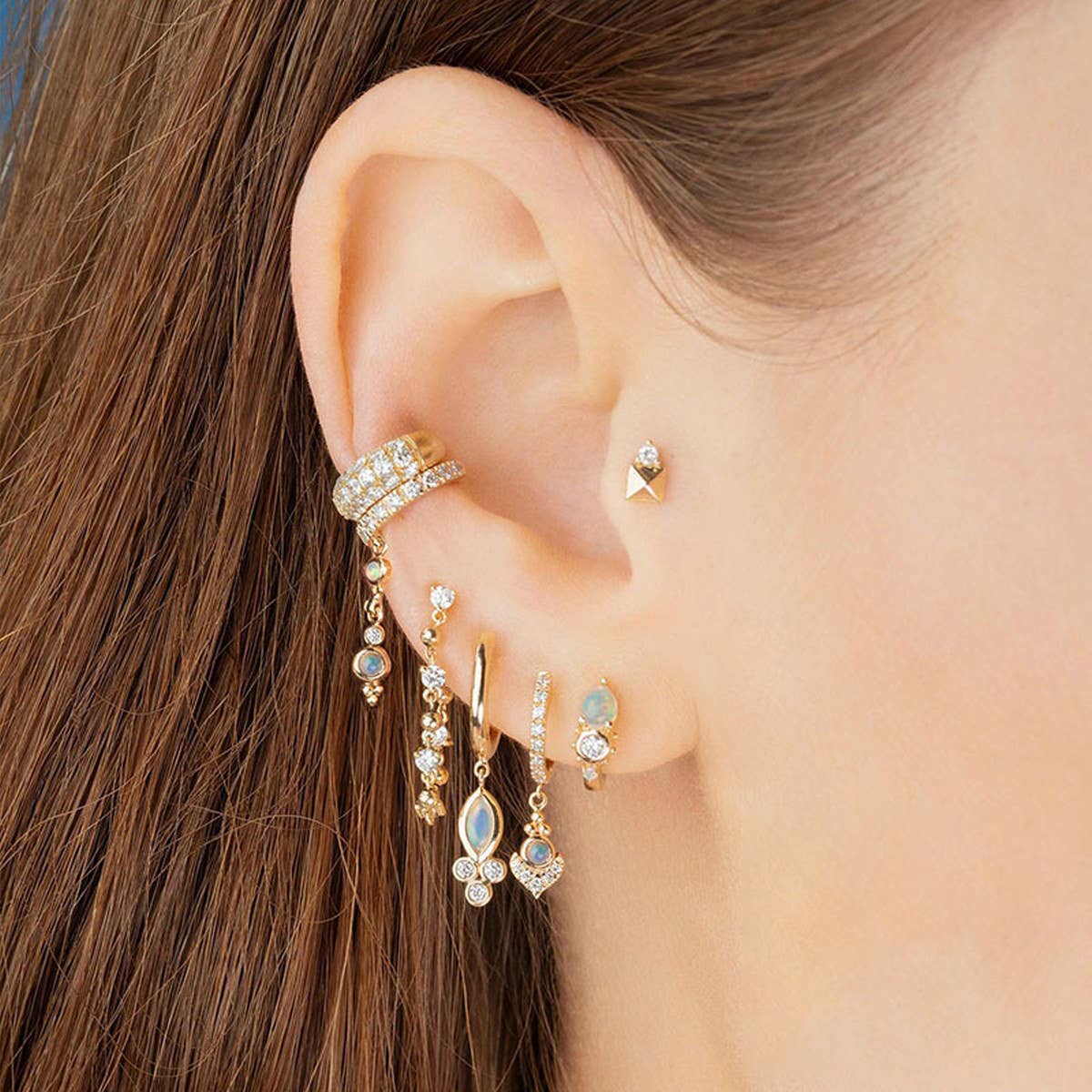 DROP-SHAPED OPAL AND DIAMOND EARRINGS