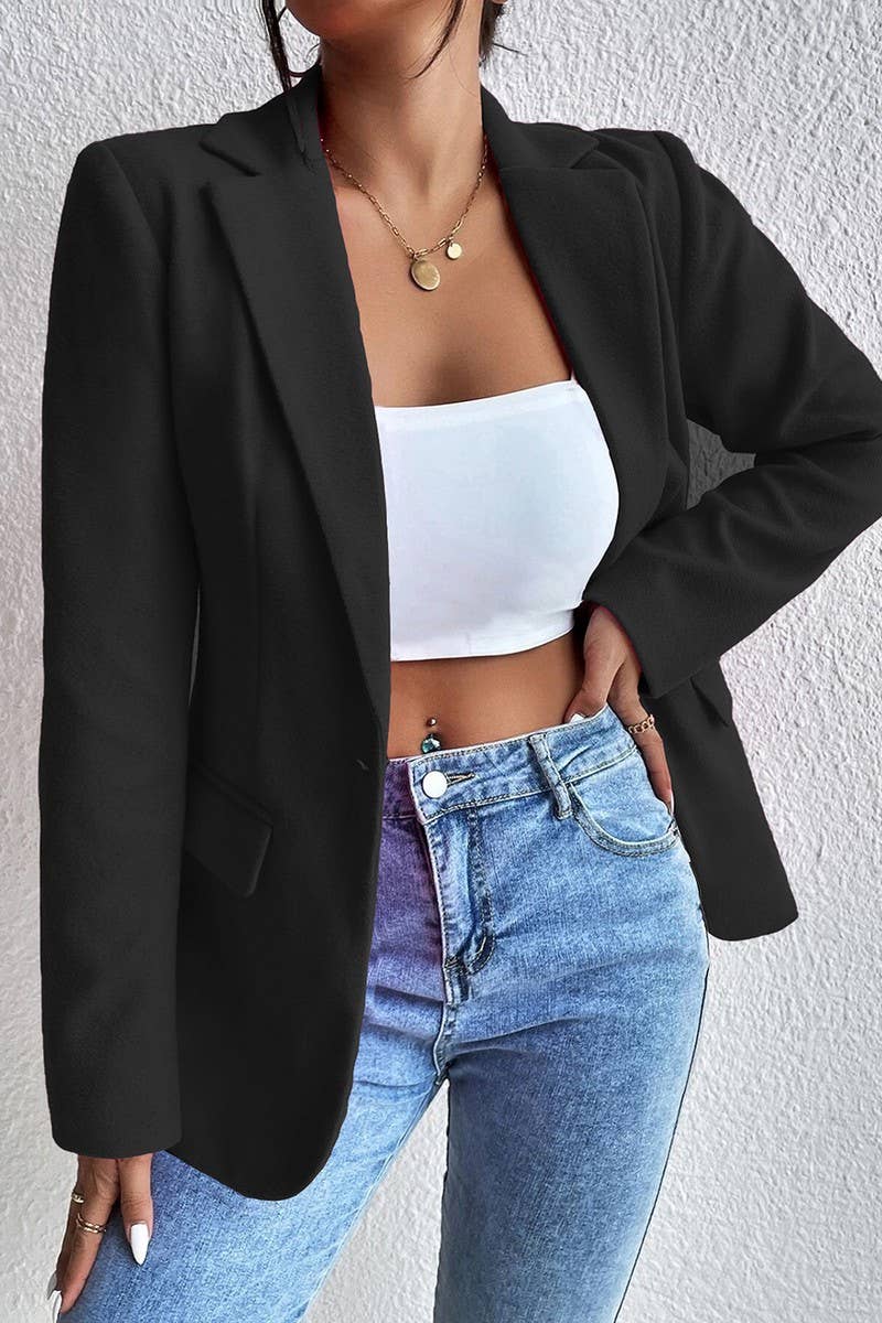 CWOCO00232_SOLID COLOR LAPEL SLIM-FIT TWEED SUIT JACKET