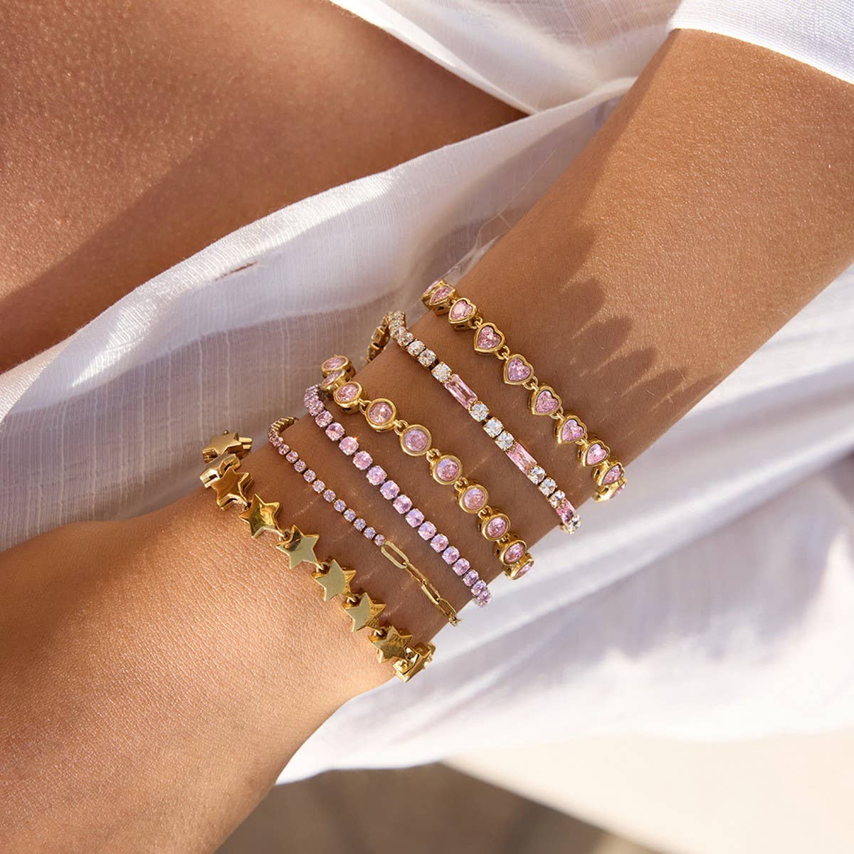 18K Gold Star Bracelet, Stainless Steel Shine_CWAJE4666