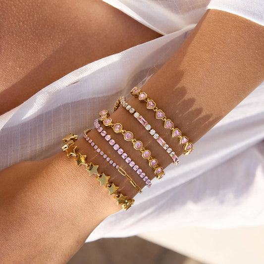 18K Gold Star Bracelet, Stainless Steel Shine_CWAJE4666