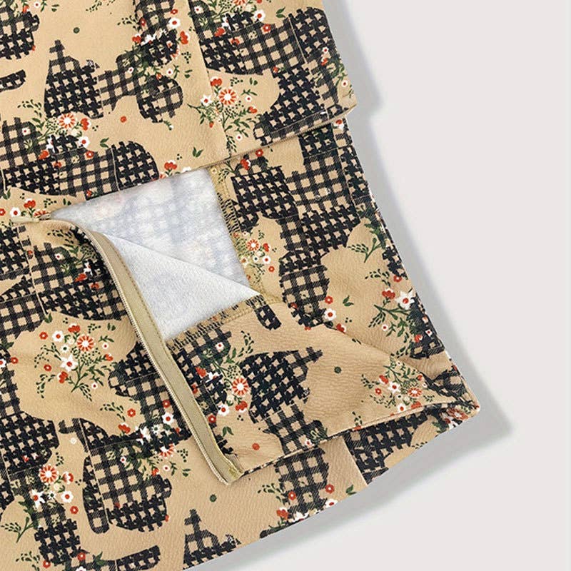 Stylish and elegant printed split wrap hip skirt