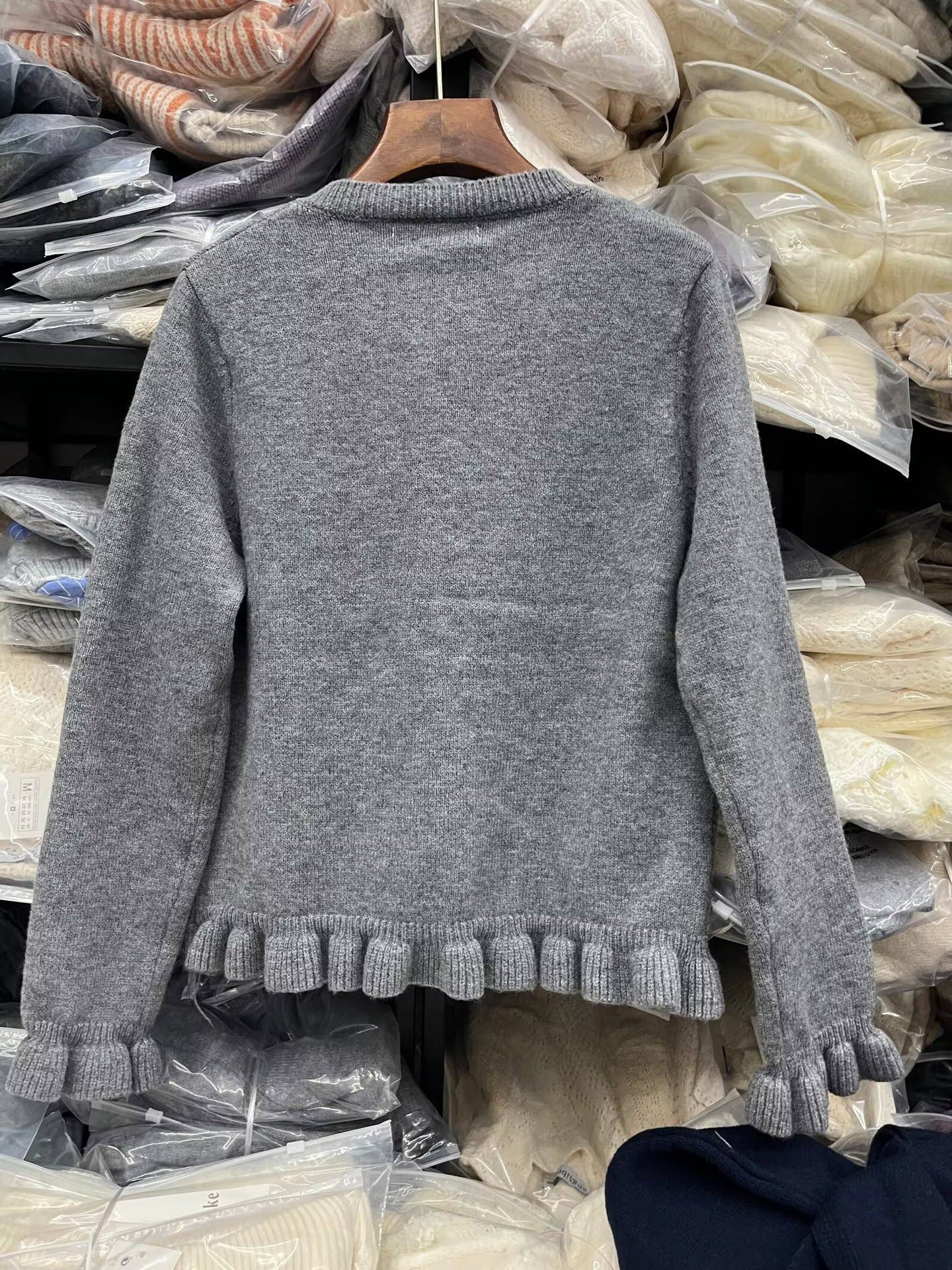 STYLISH CASUAL LAYERED EMBELLISHED CREW-NECK COAT