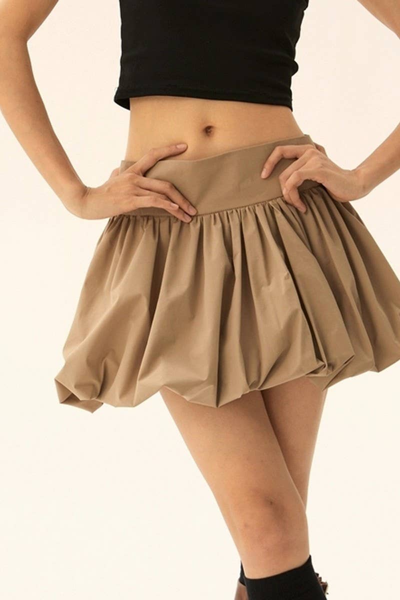 CWBSS0335_SOLID COLOR FLOWER BUD SHORT PUFFY SKIRT