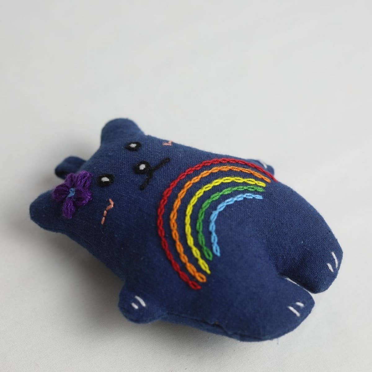 Hand-Embroidered Rainbow Bear Plush Charm
