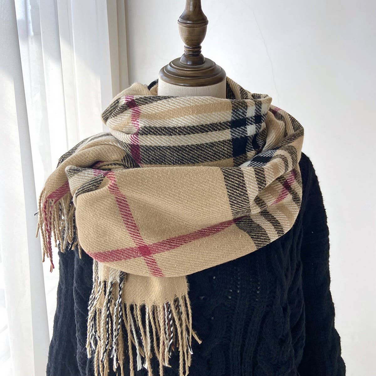 Plaid Scarf ??Warm Fringe Winter Wrap_CWASC1467