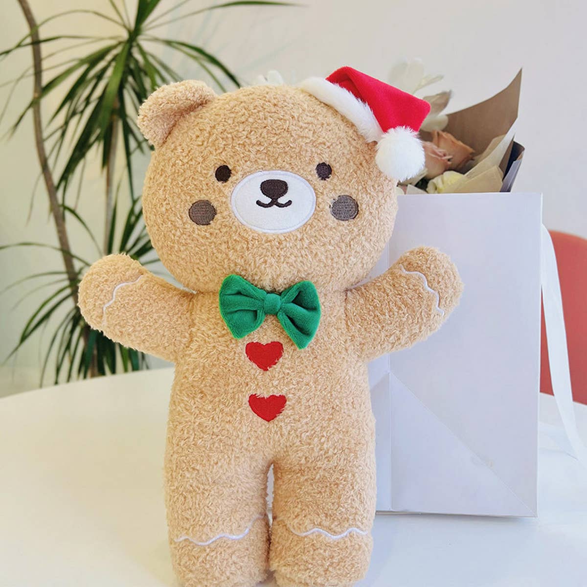 CUTE BEAR DOLL PILLOW WITH SANTA HAT