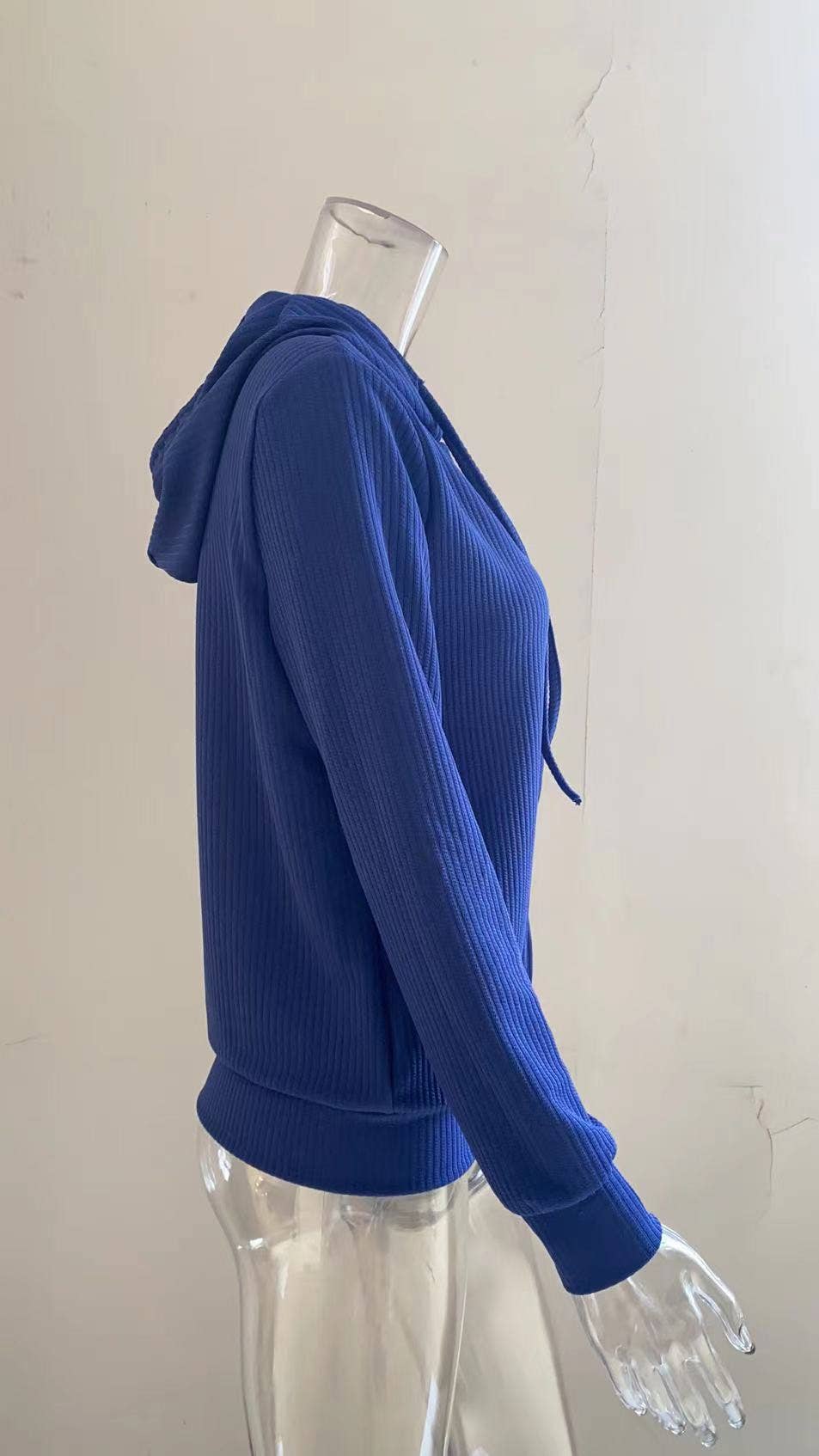 SOLID COLOR KNIT ZIPPER HOODED CARDIGAN COAT