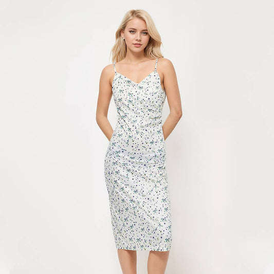 ELEGANT FRENCH SEXY PLEATED SLEEVELESS DRESS