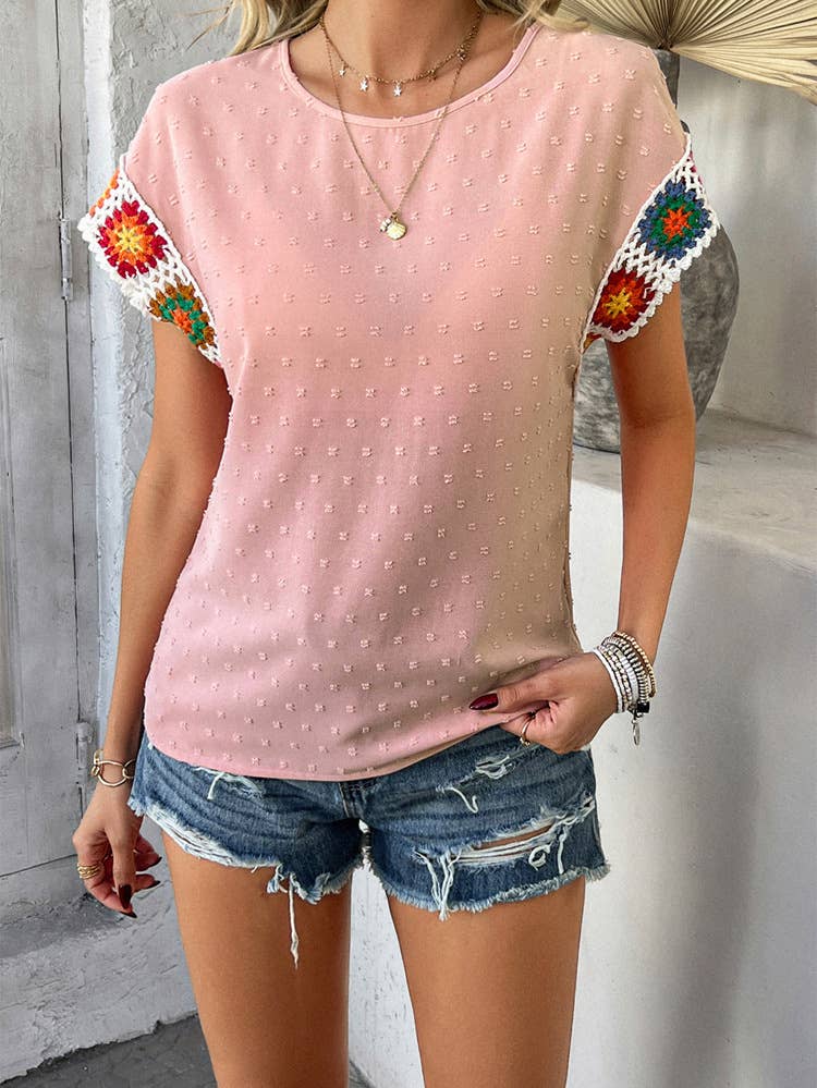 Temperament casual polka dot embroidery top