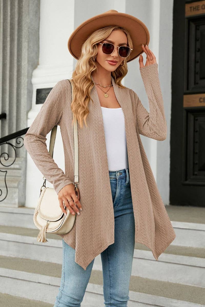 CWOCAL2125_LONG SLEEVE KNIT CARDIGAN WITHOUT BUTTON SHORT