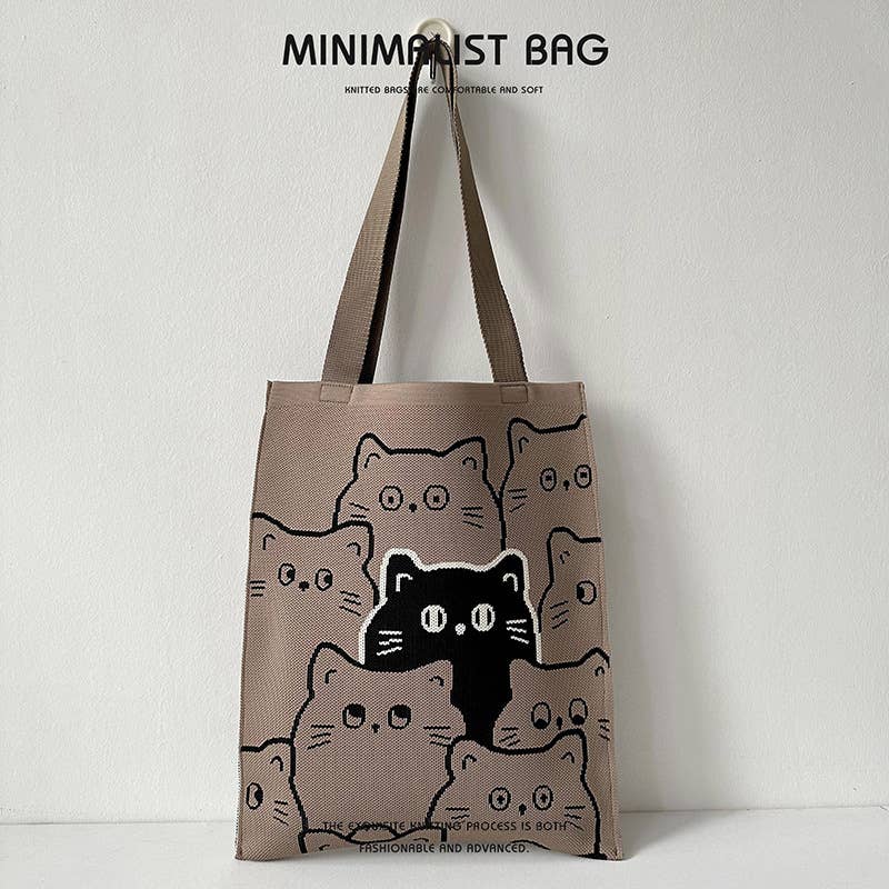 Niche cute panda knitted single-shoulder bag