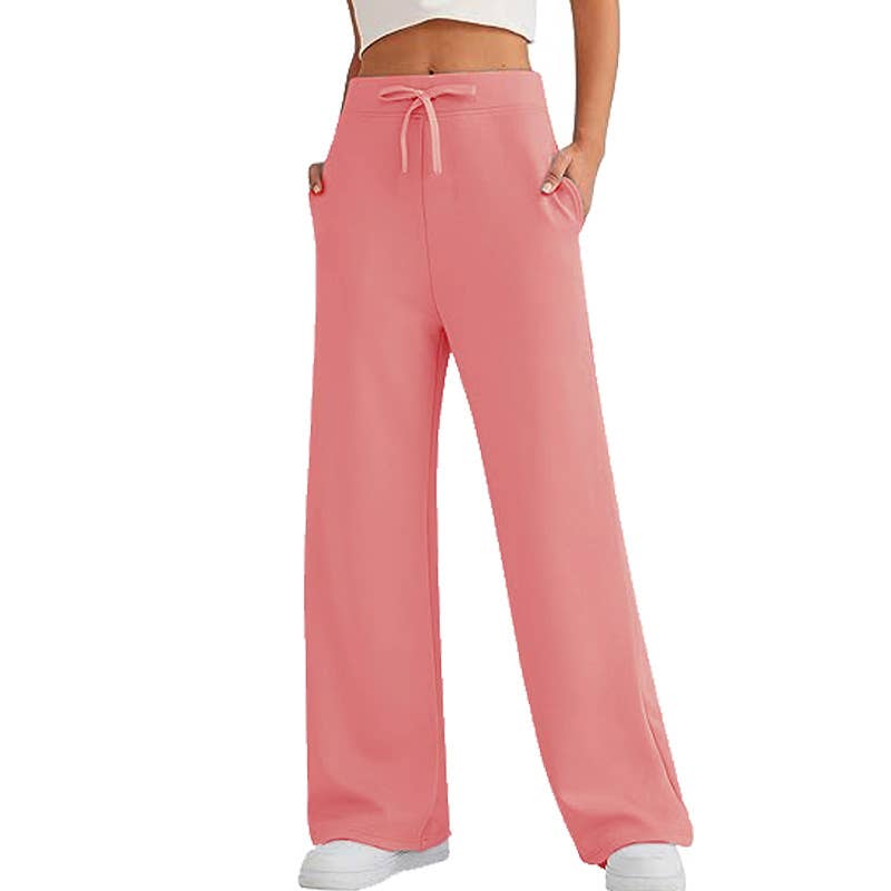 LACE-UP BAGGY HIGH-WAISTED WIDE-LEG PANTS