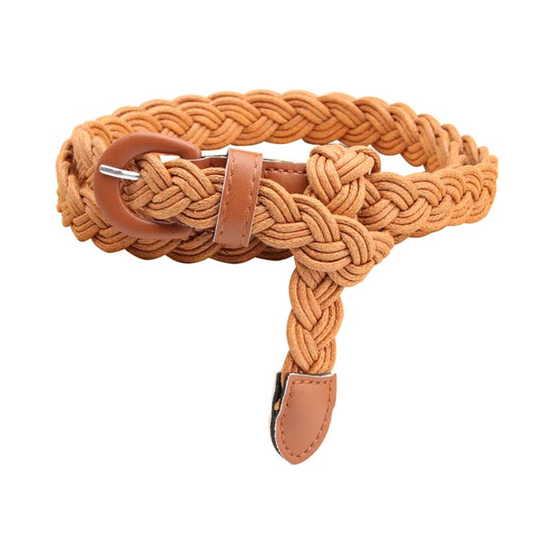 Retro-style women's wax rope woven belt