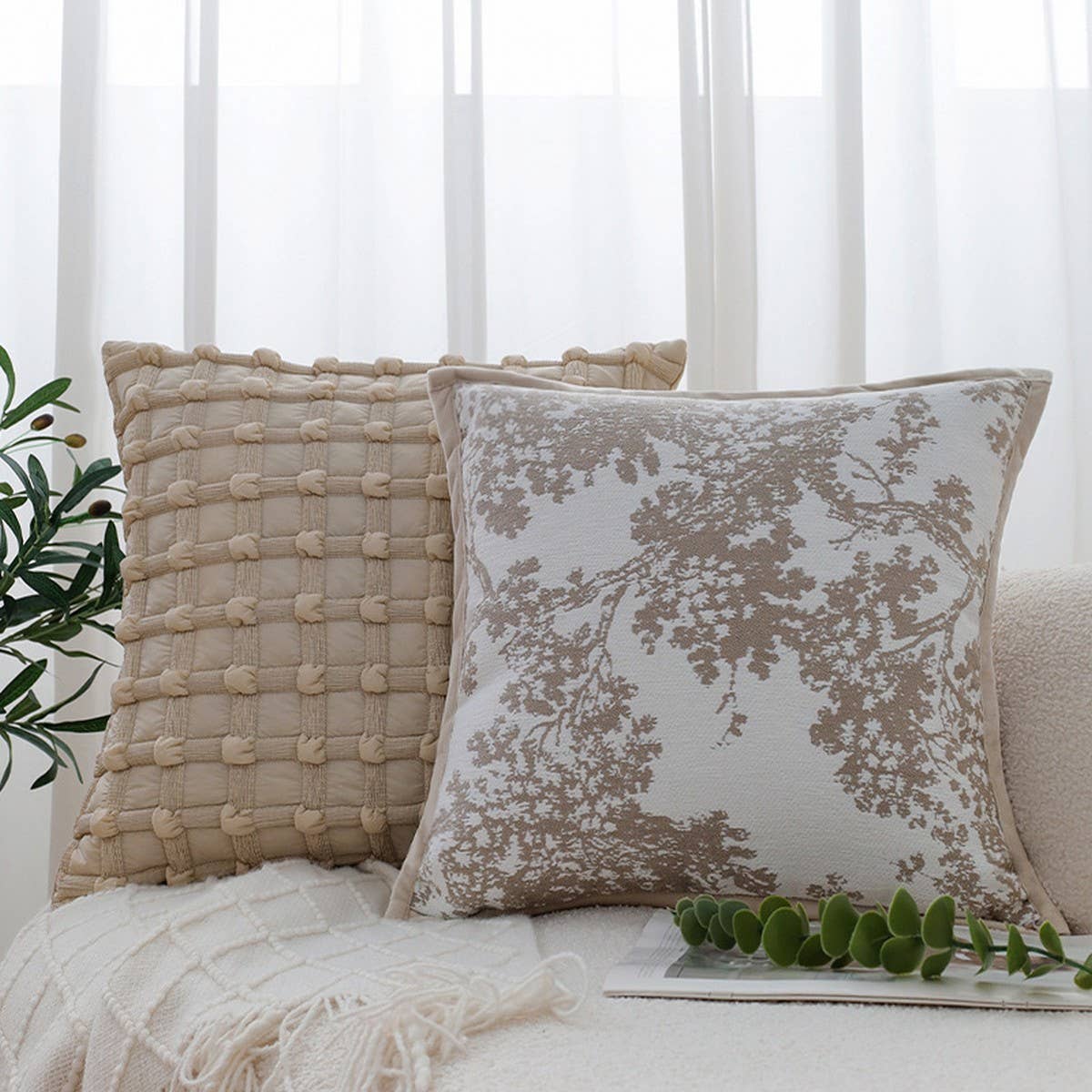 Cream Sofa Cushion Cover for Living Room & Bedroom