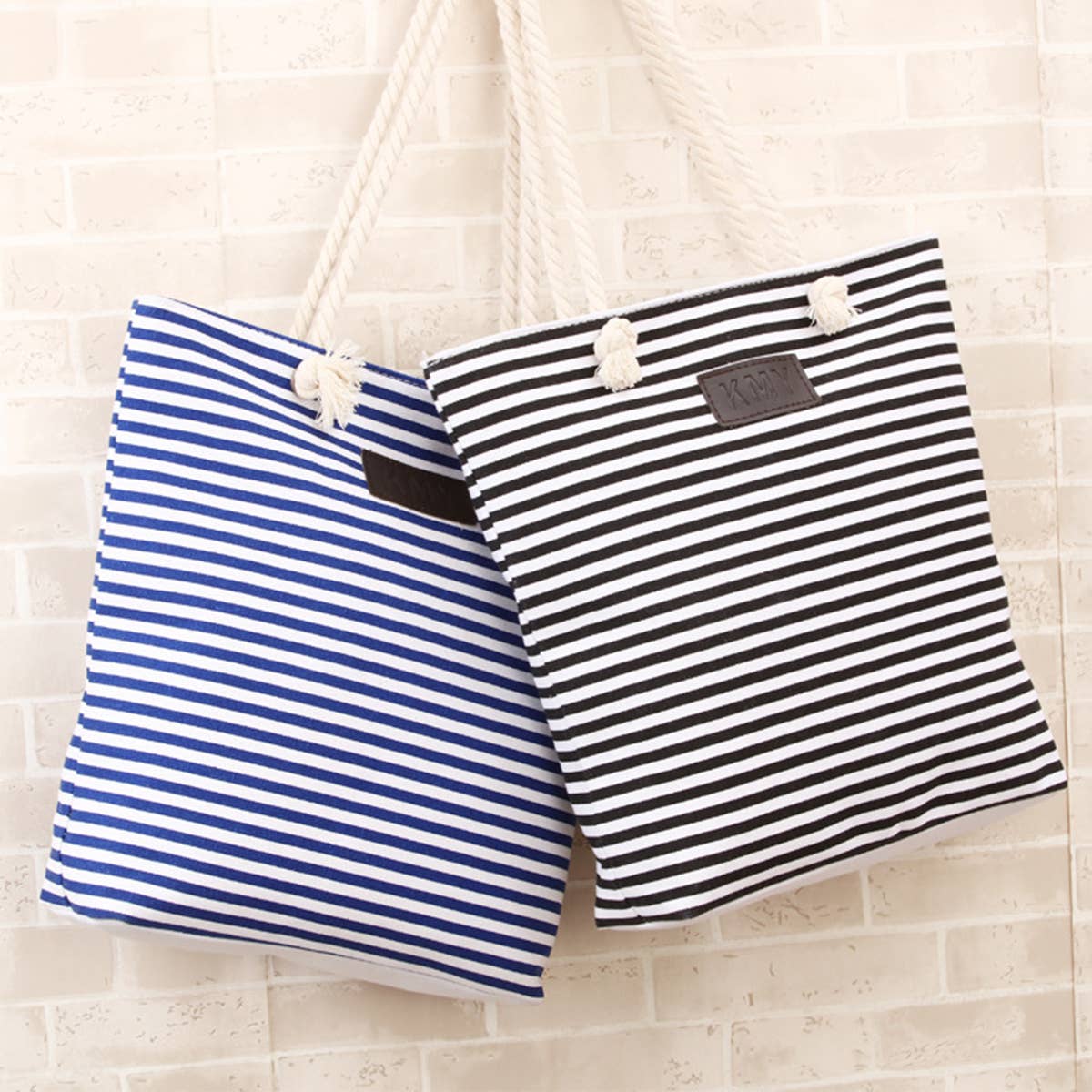 CANVAS STRIPED SHOULDER BAG TOTE BAG_CWAB1711