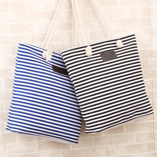 CANVAS STRIPED SHOULDER BAG TOTE BAG_CWAB1711