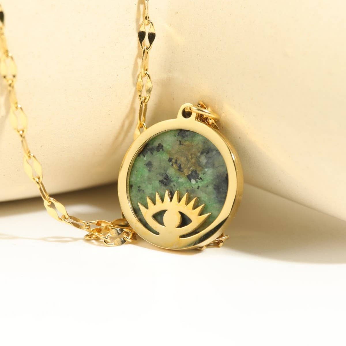 All-match devil's eye natural stone necklace_CWMM5659