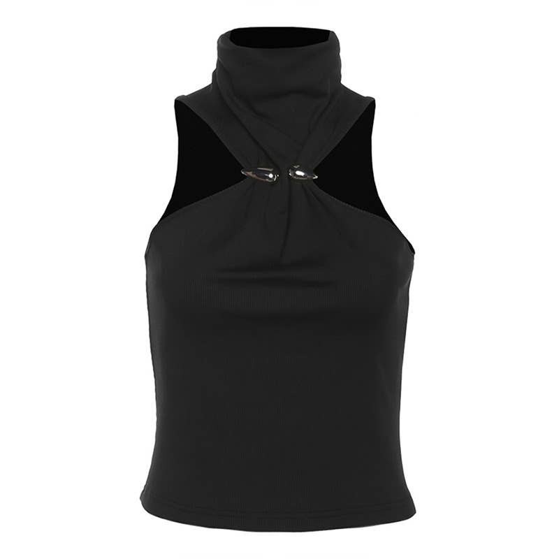 Solid-color crop top with a slim neckline