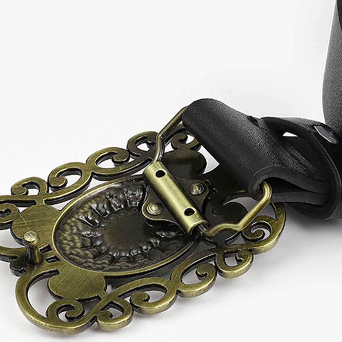 12KINDS TURQUOISE ALLOY BUCKLE BLACK VINTAGE BELT_CWABE0195