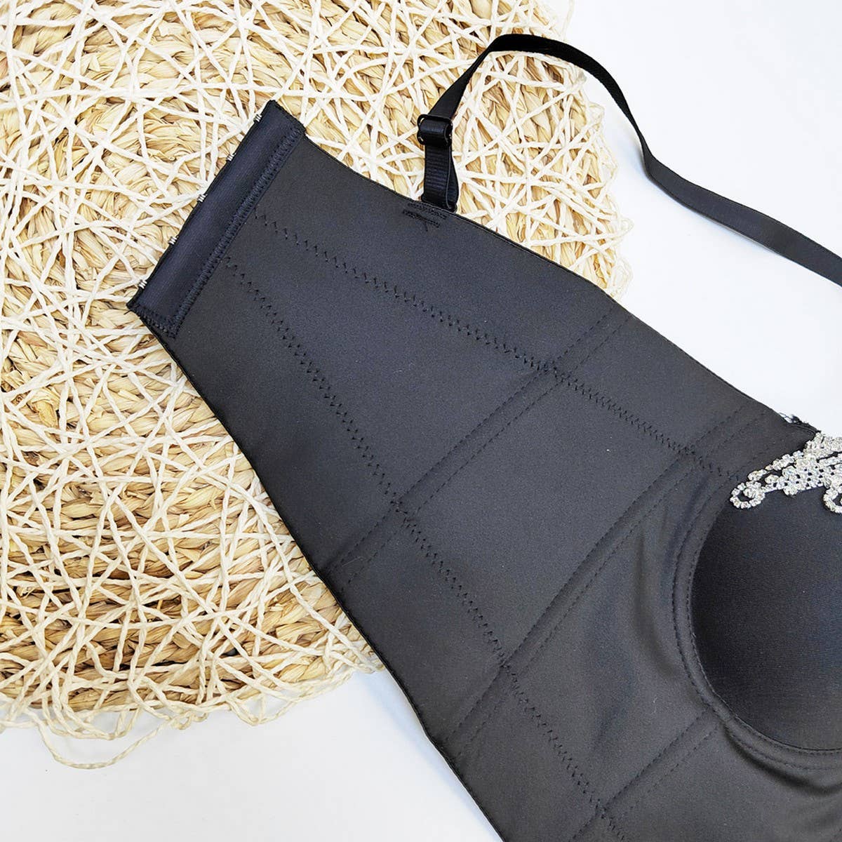 TEARDROP RHINESTONE WAIST HERRINGBONE CORSET