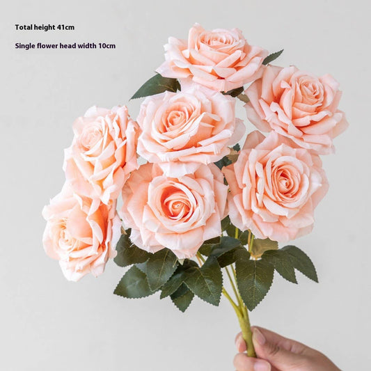 7-Head Vintage Cappuccino Rose Bouquet Decor_CWMM6593