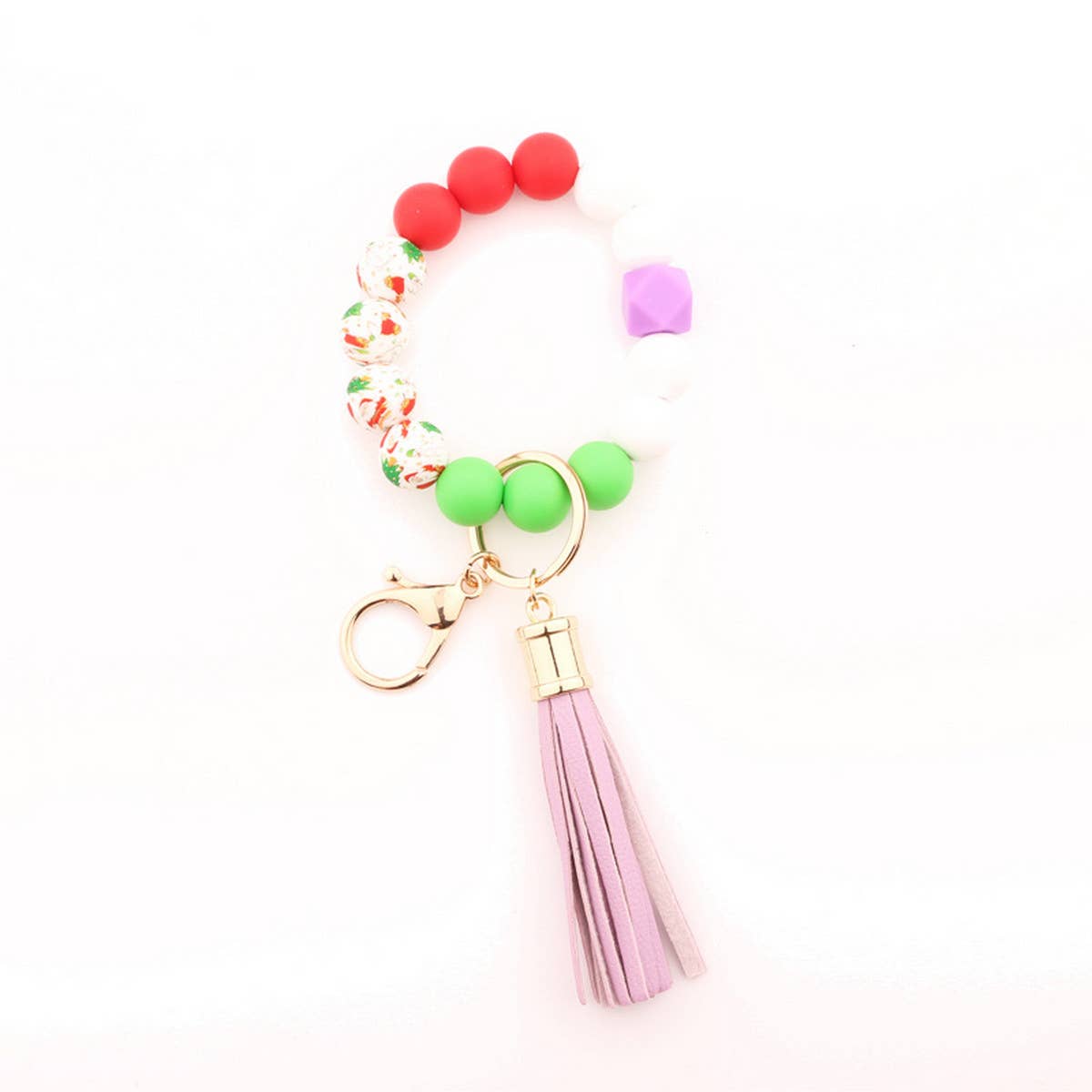 CHRISTMAS BEAD BRACELET CARD HOLDER KEYCHAIN