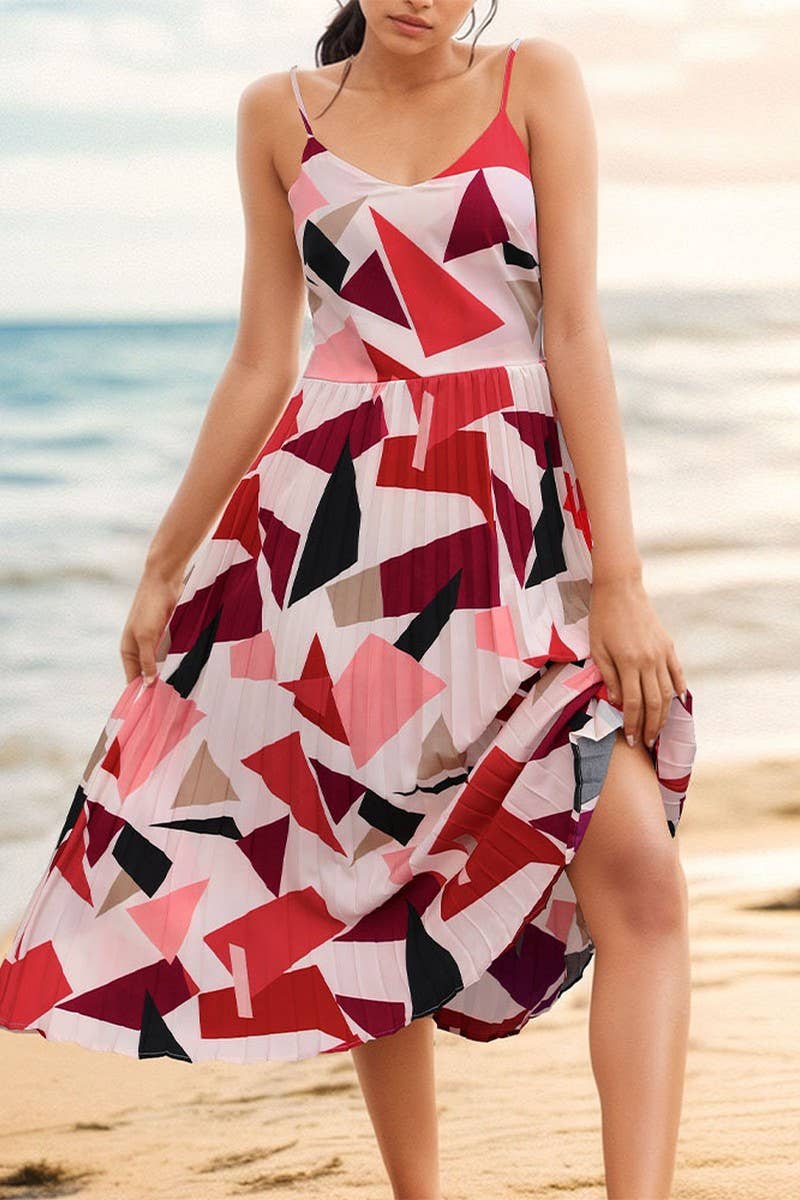 CWDHL0656_STRAPPY HOLIDAY GEOMETRIC PRINT MIDI DRESS