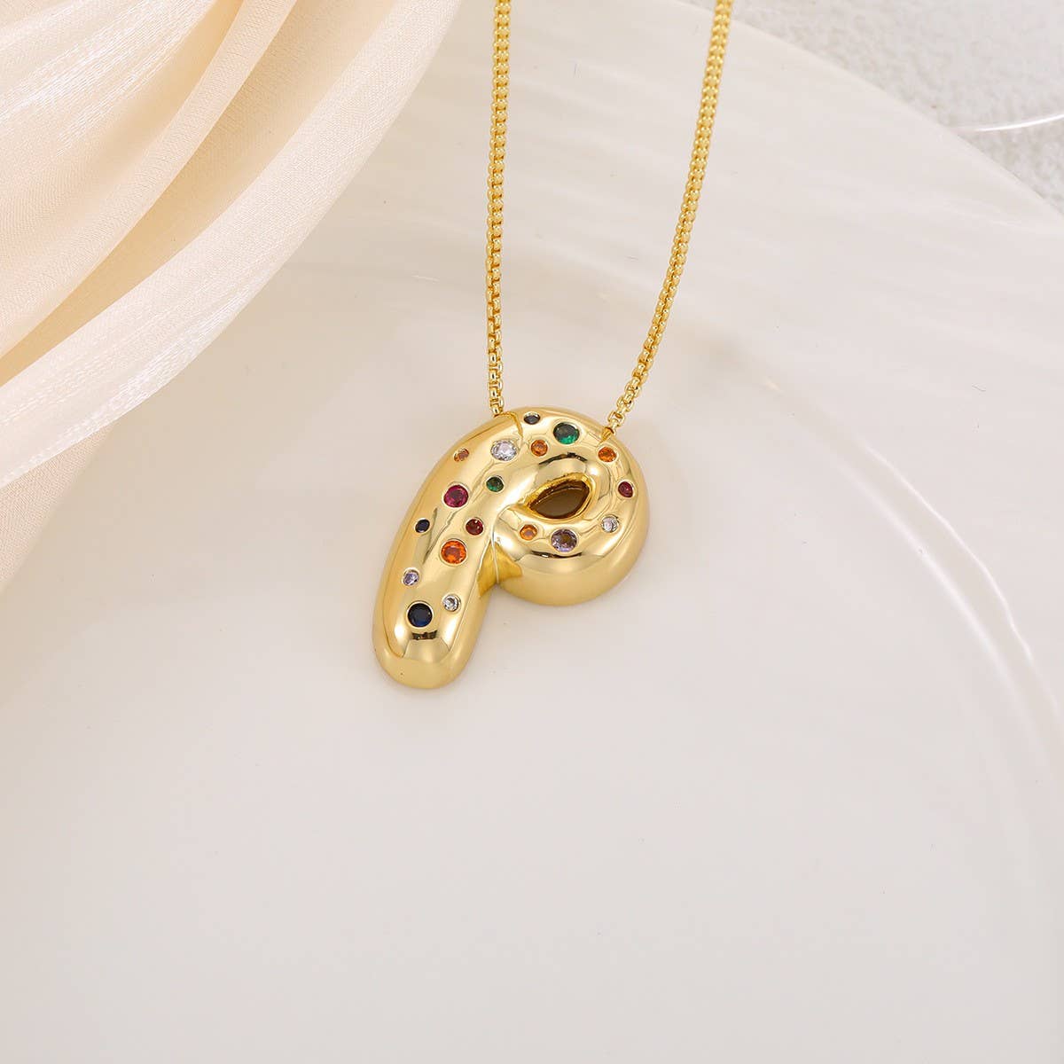 Creative Glossy Colorful Letter Pendant Necklace