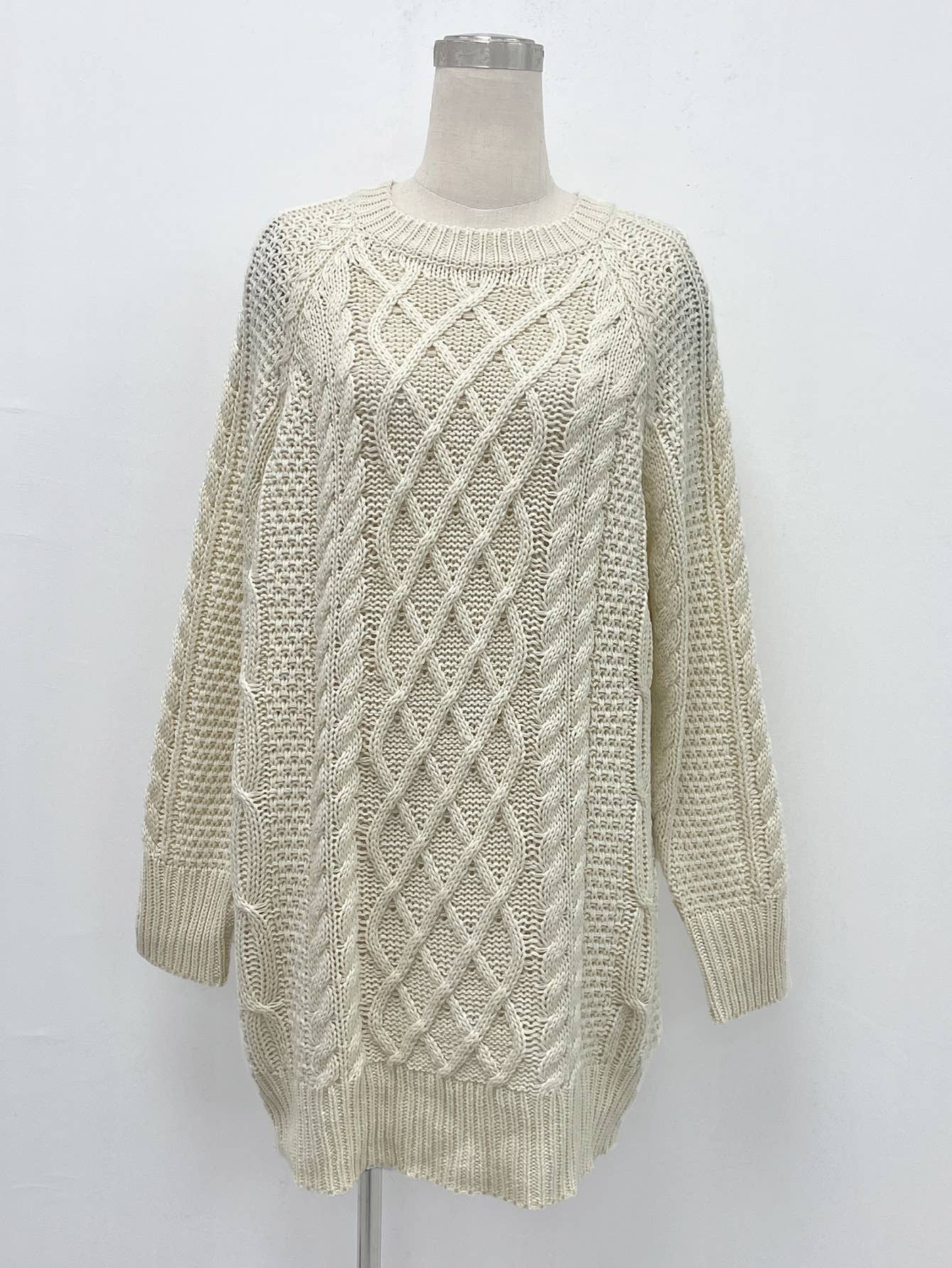 Round neck all match knit lazy wind wool dress