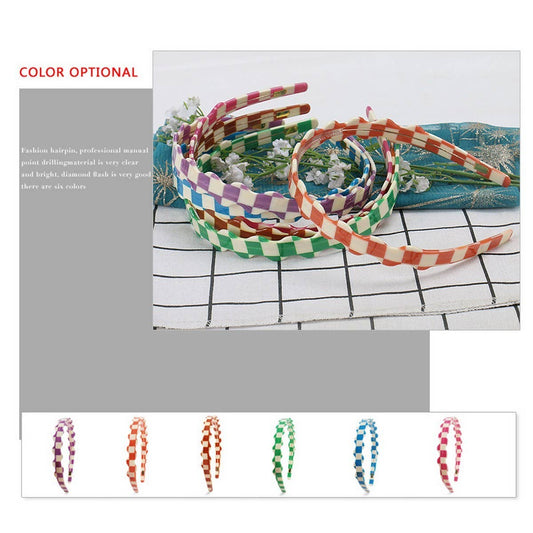 WAVY ACETATE CHECK HEADBAND HAIRPIN