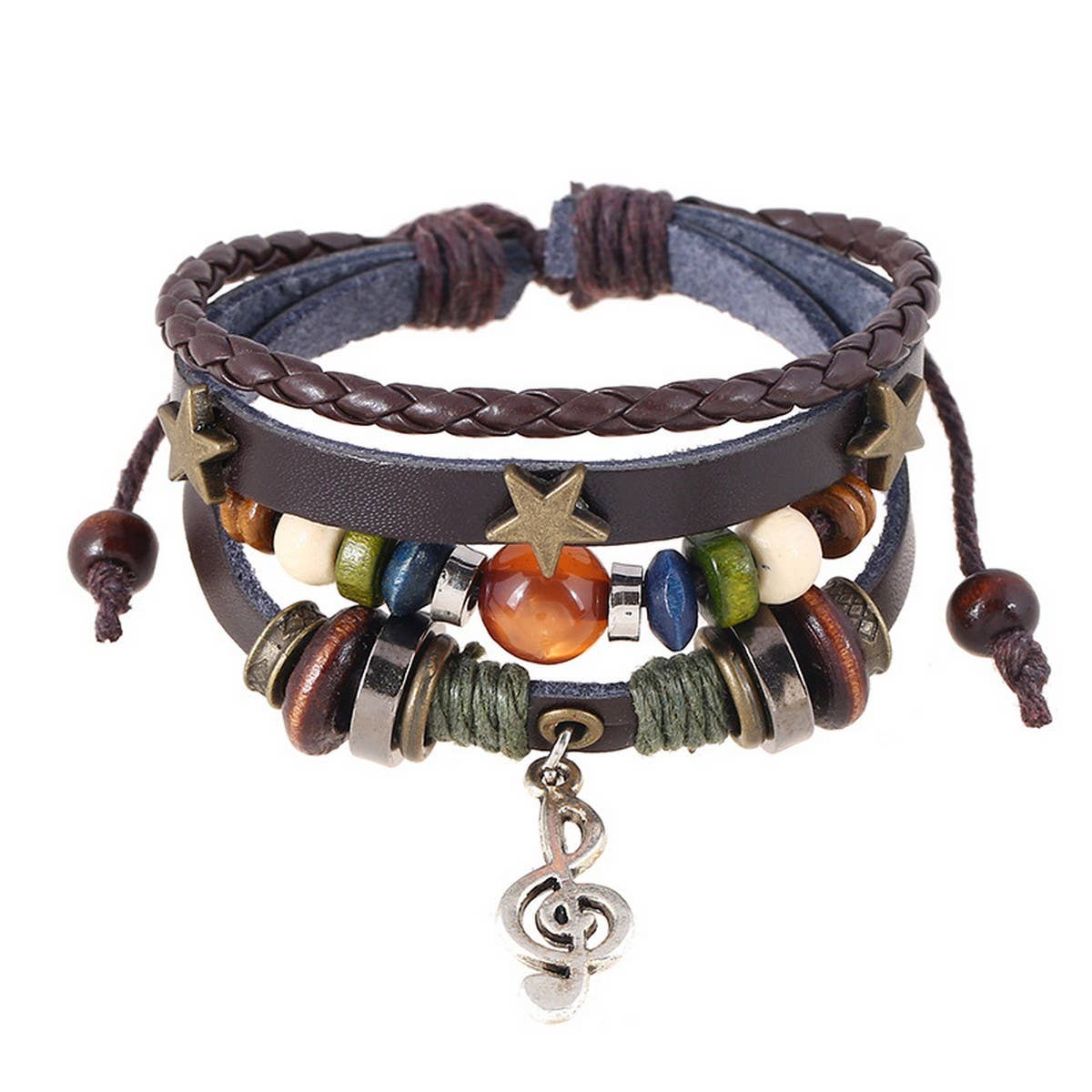 SIMPLE MULTI-LAYER BEADED LEATHER BRACELET_CWMM4454