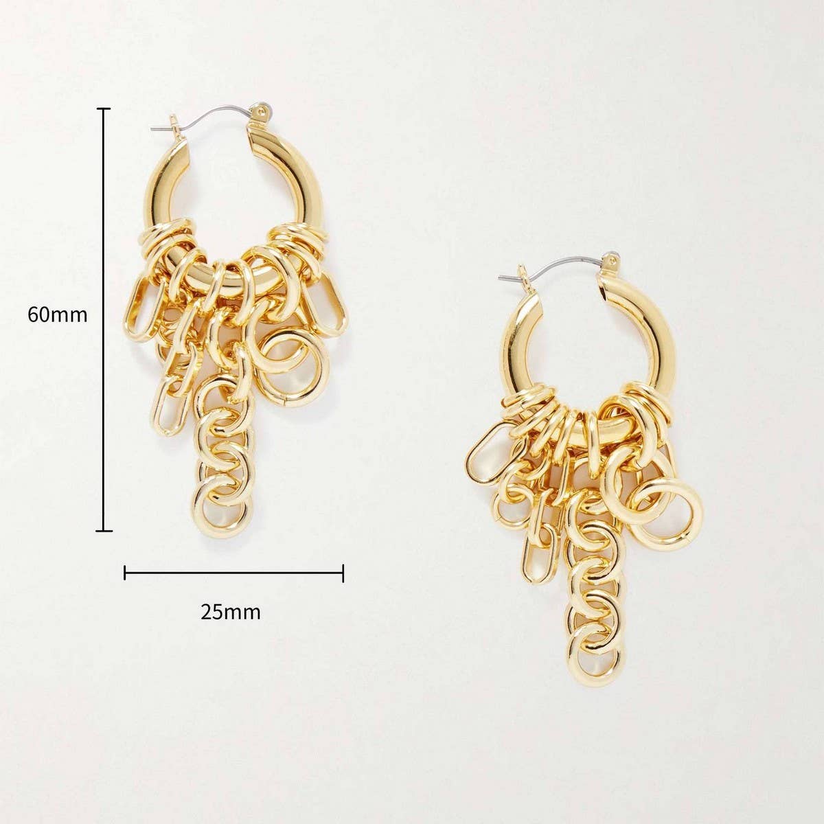 Minimalist Multi Hoop Chain Earrings Stainless