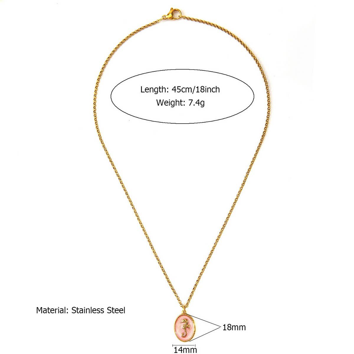 Ocean Style Steel Necklace with Shell & Fish_CWMM8834