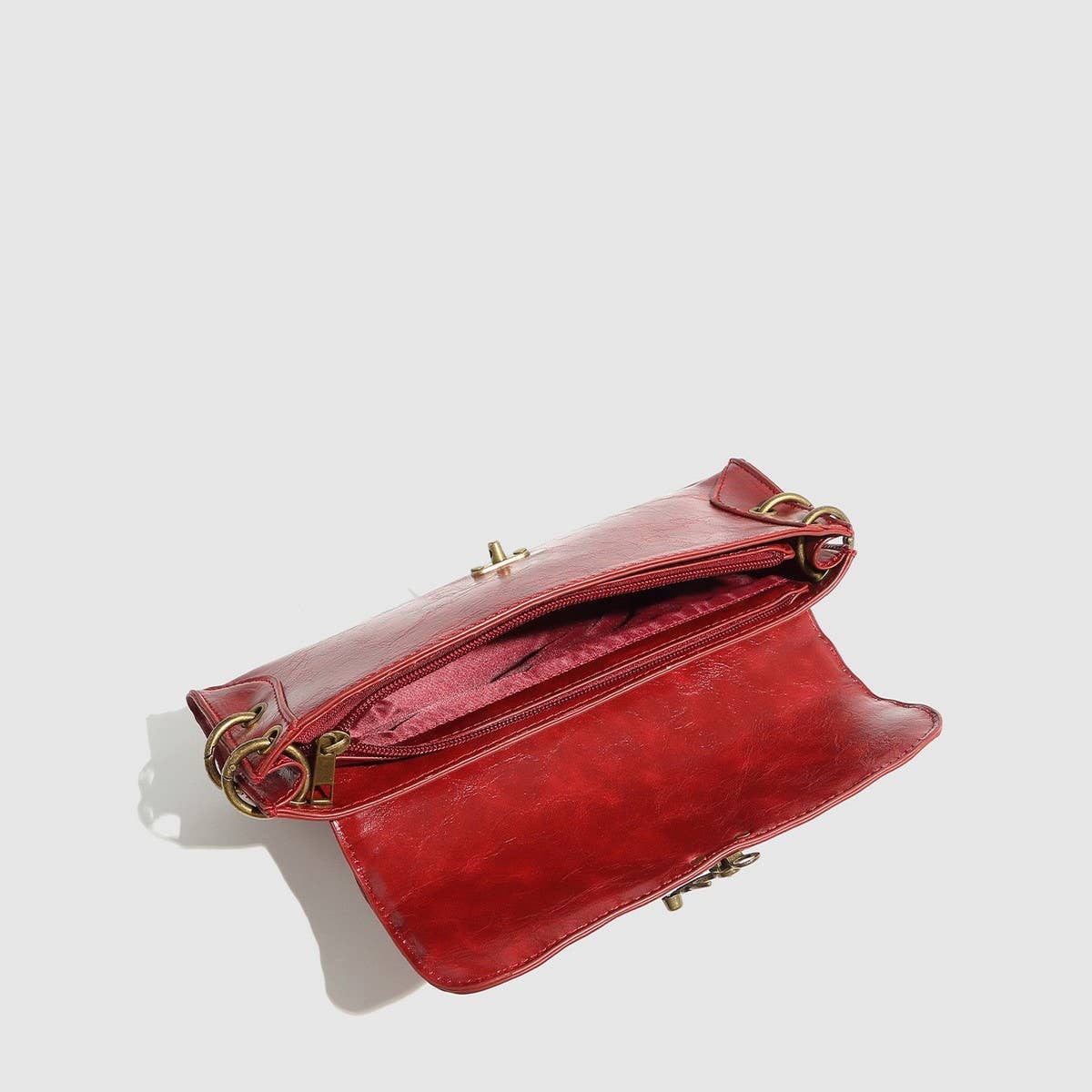 Retro Bronze Lock Biker Shoulder Crossbody_CWAB5725