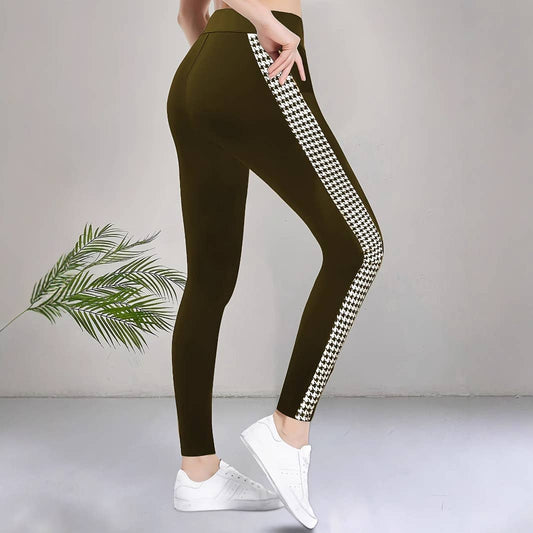 High-waisted stretch tight printed slacks