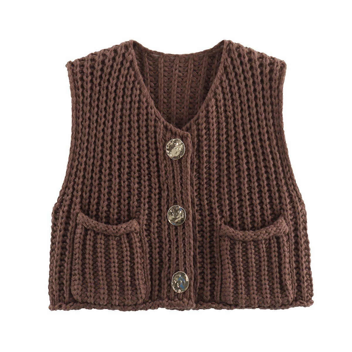 Women's Sleeveless Knit Vest with Pockets