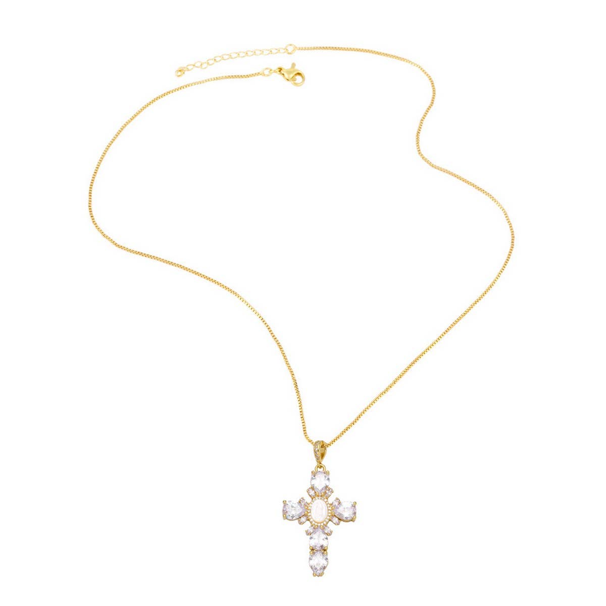 VINTAGE VIRGIN MARY CROSS PENDANT NECKLACE