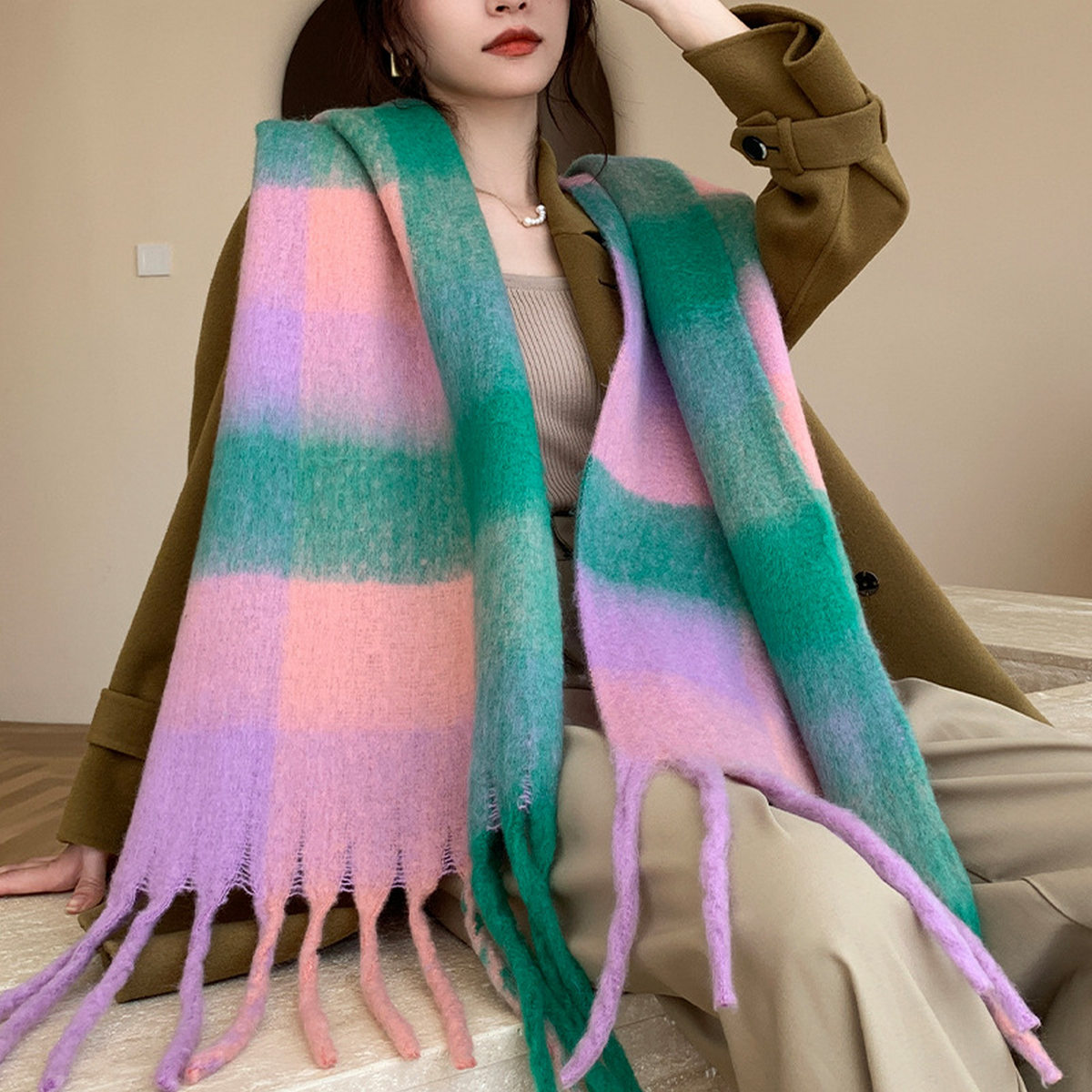 Plush AC Scarf ??Thick Soft Winter Wrap_CWASC2701