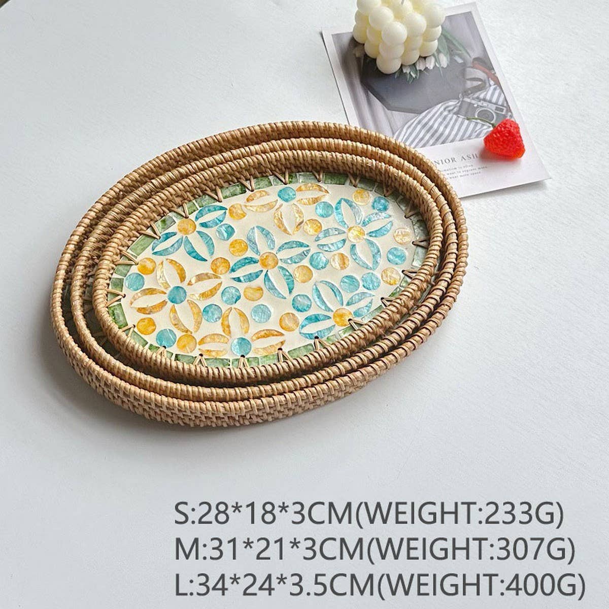 RATTAN SHELL ROUND PLATE THREE-PIECE SET_CWMM4496