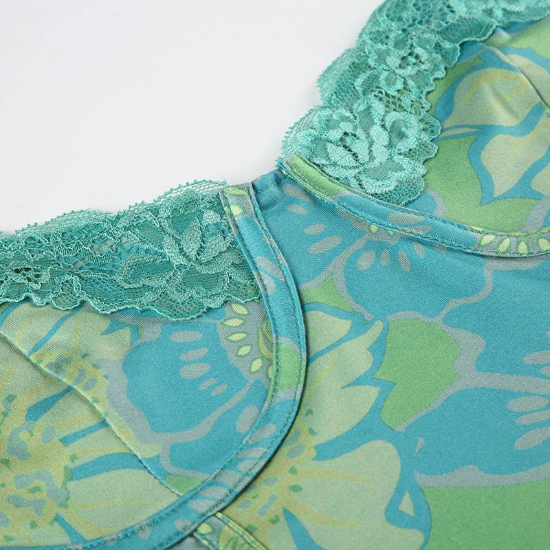 Vintage lace patchwork adjustable straps camisole