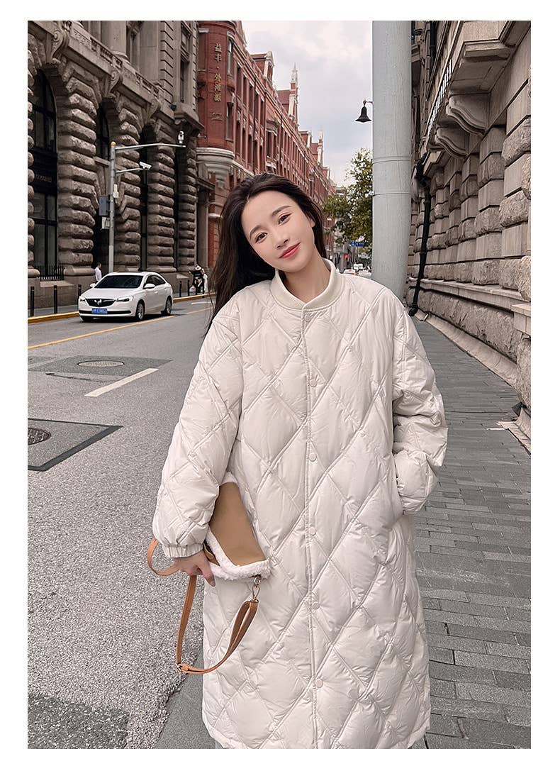 Long diamond lattice over the knee cotton jacket