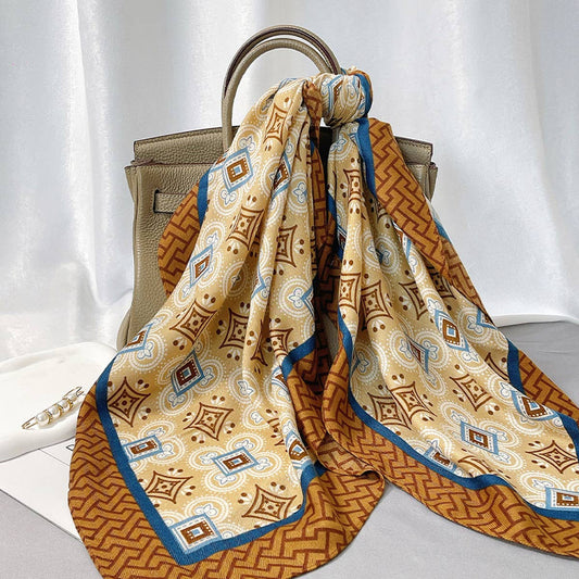 Vintage Print Scarf - Velvet Wool Blend Shawl