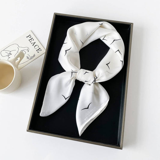 Letter Print Satin Square Scarf for Women