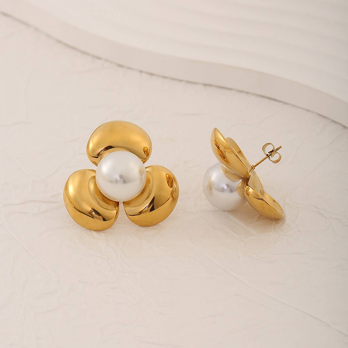 Minimalist 18K Steel Flower Earrings & Ring Set