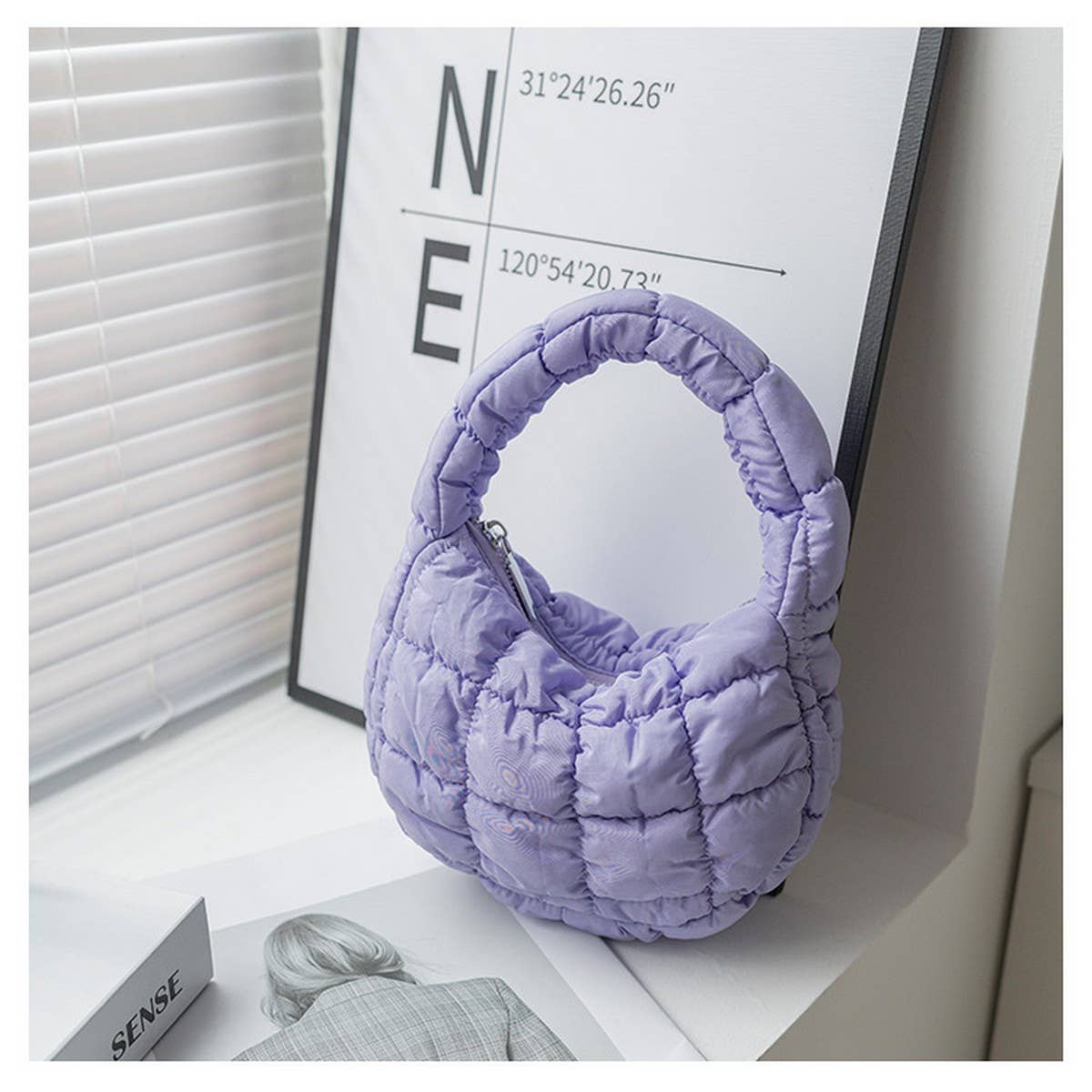 Stylish Plaid Puffy Cloud Handbag  Mini Tote_CUAB00506